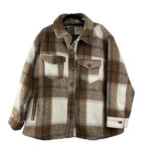 Anthropologie Avec Les Filles Plaid Brown & Cream Shacket Women's Size 3X